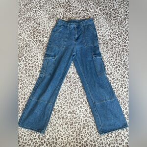 Blue Denim Cargo Pants